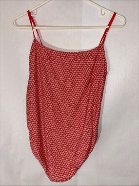 Red Printed Spaghetti Strap Women's Bodysuit